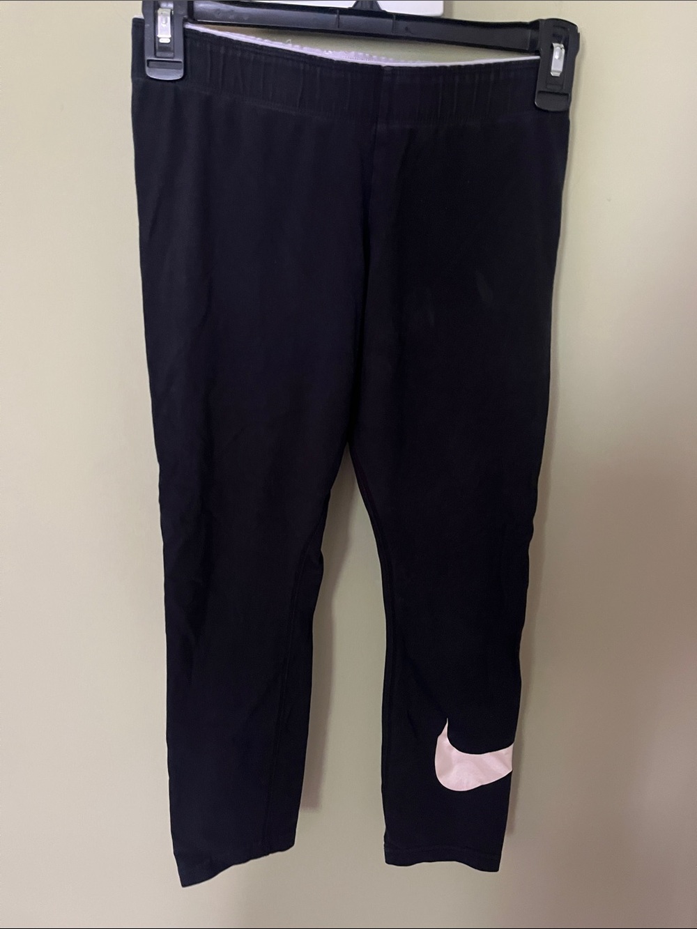 Nike Crop/Capri Black Leggings with Swoosh Accent. Size S.